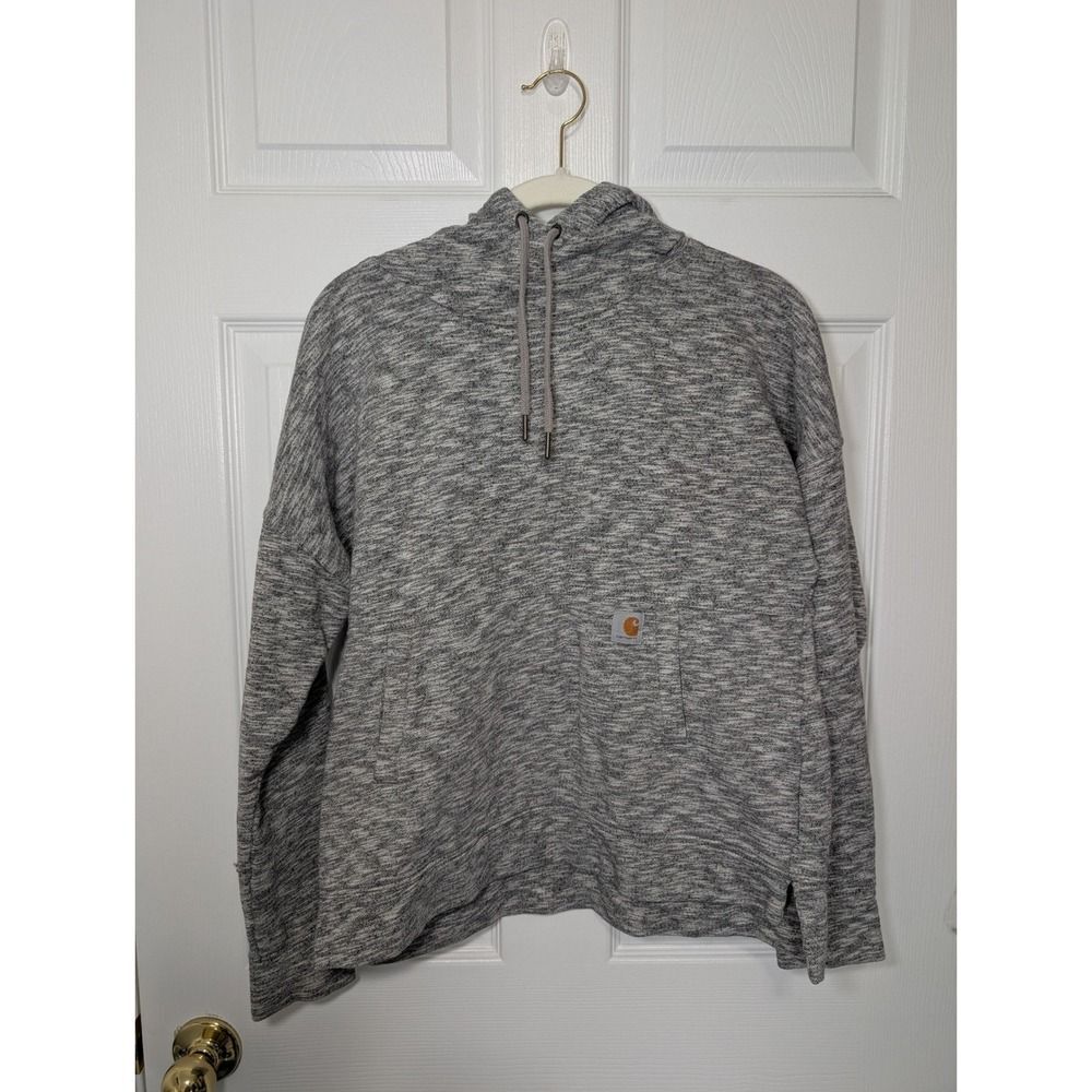 Carhartt Newberry Pullover Hoodie Womens Small Youth L Gray Marled Relaxed Fit - Picture 7 of 9